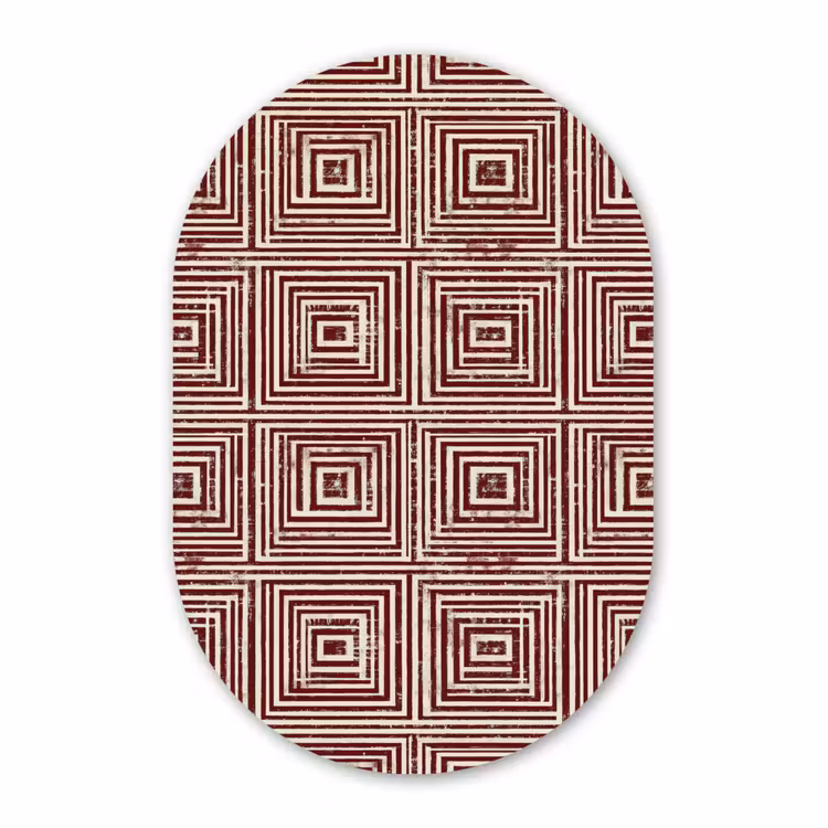 Muurovaal - Kunststof - Geometrisch - Patroon - Rood — 3