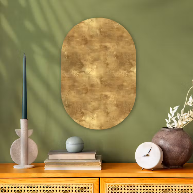 Muurovaal - Kunststof - Industrieel - Textuur - Goud — 2