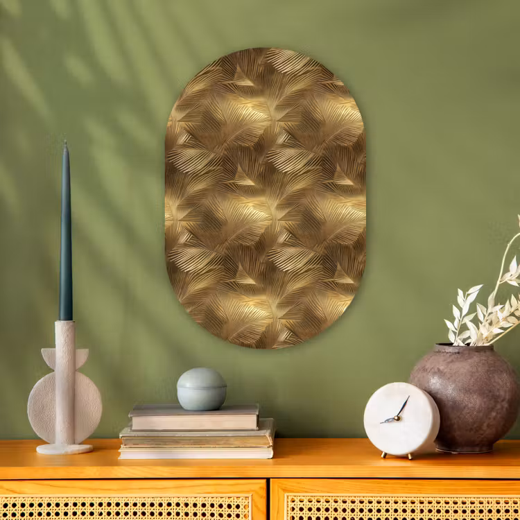 Muurovaal - Kunststof - Palm - Waaier - Goud — 2