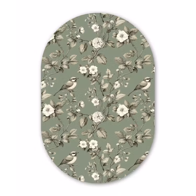 Muurovaal - Kunststof - Botanisch - Vogels - Groen — 3