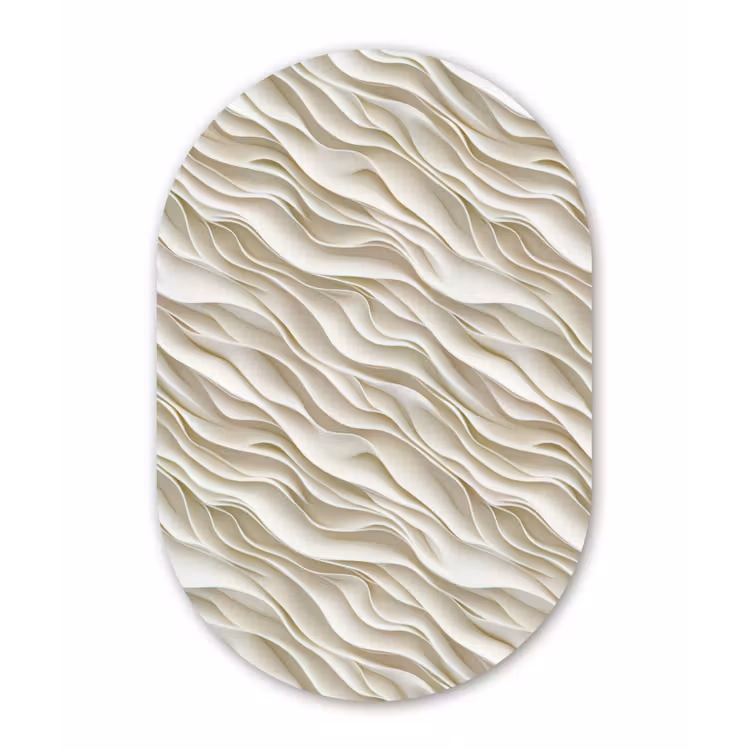 Muurovaal - Kunststof - Golven - Wit - Minimalistisch — 3