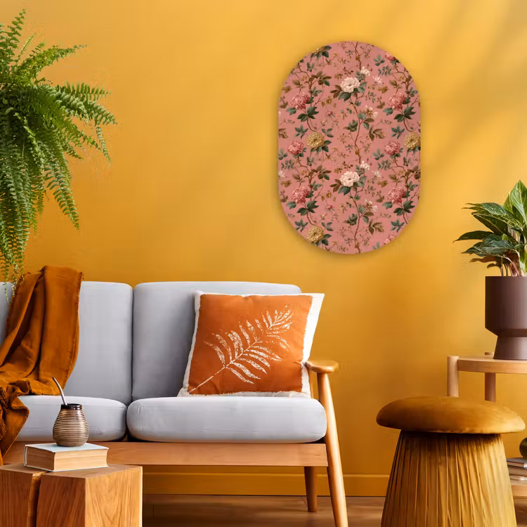 Muurovaal - Kunststof - Klassiek - Botanisch - Roze — 2