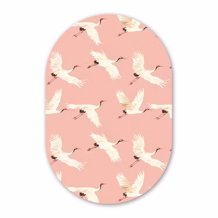 Muurovaal - Kunststof - Modern - Kraanvogels - Roze — 3