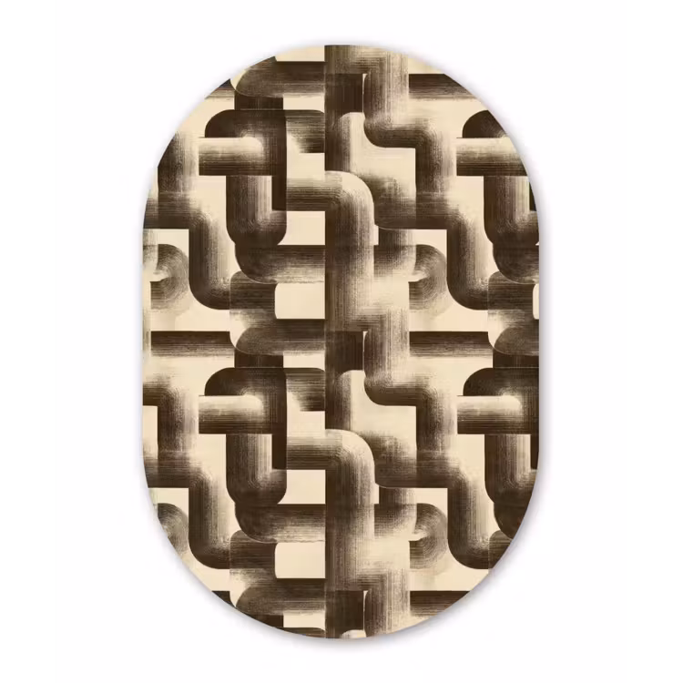 Muurovaal - Kunststof - Abstract - Retro - Zwart — 3