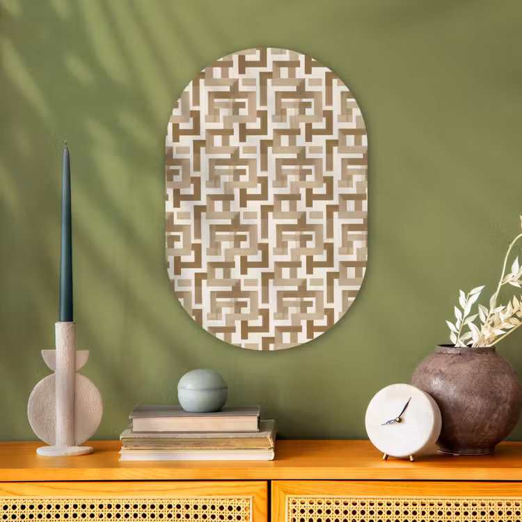 Muurovaal - Kunststof - Geometrisch - Retro - Bruin — 1