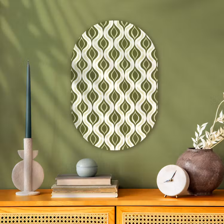 Muurovaal - Kunststof - Patroon - Retro - Groen — 1