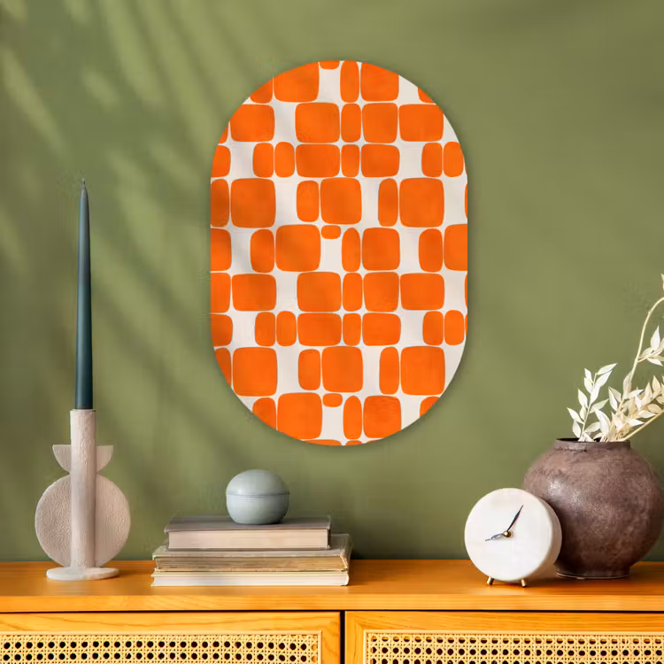 Muurovaal - Kunststof - Patroon - Retro - Oranje — 2