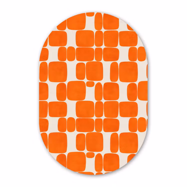 Muurovaal - Kunststof - Patroon - Retro - Oranje — 3