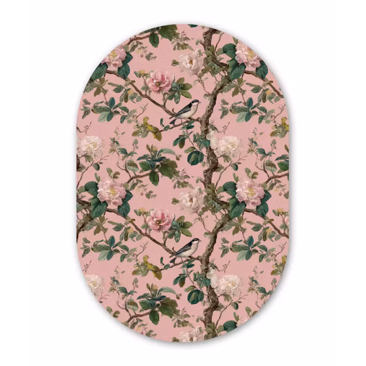Muurovaal - Kunststof - Pioenrozen - Botanisch - Vogel — 2