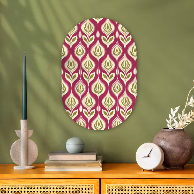 Muurovaal - Kunststof - Retro - Floraal - Paars — 2