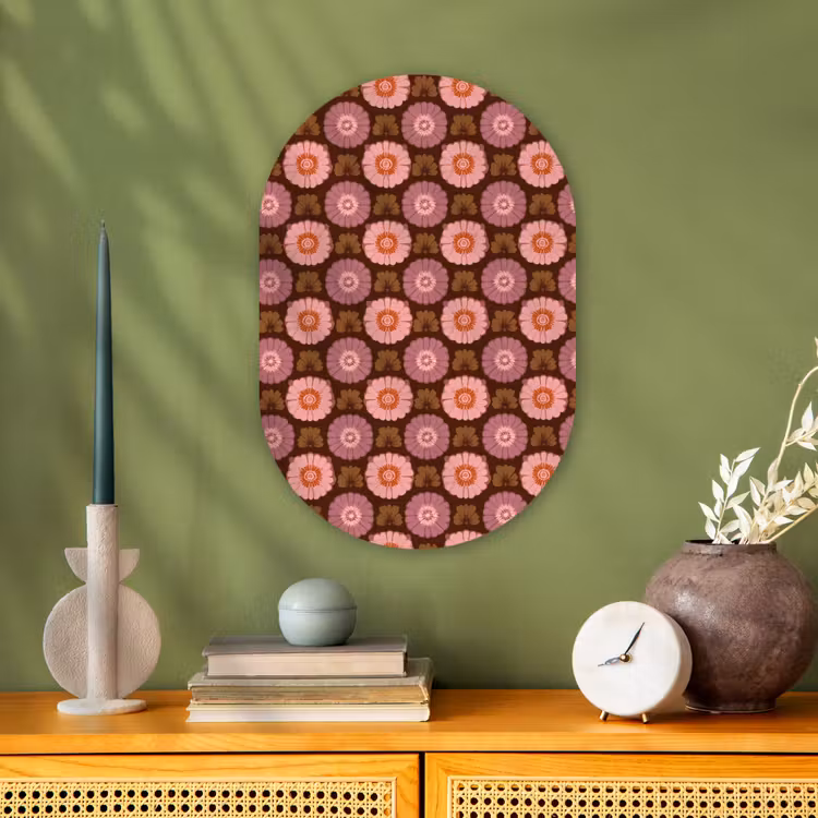 Muurovaal - Kunststof - Retro - Madelief - Roze — 3