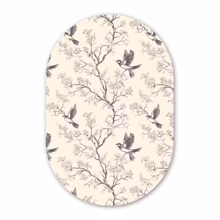 Muurovaal - Kunststof - Takken - Vogels - Beige — 3