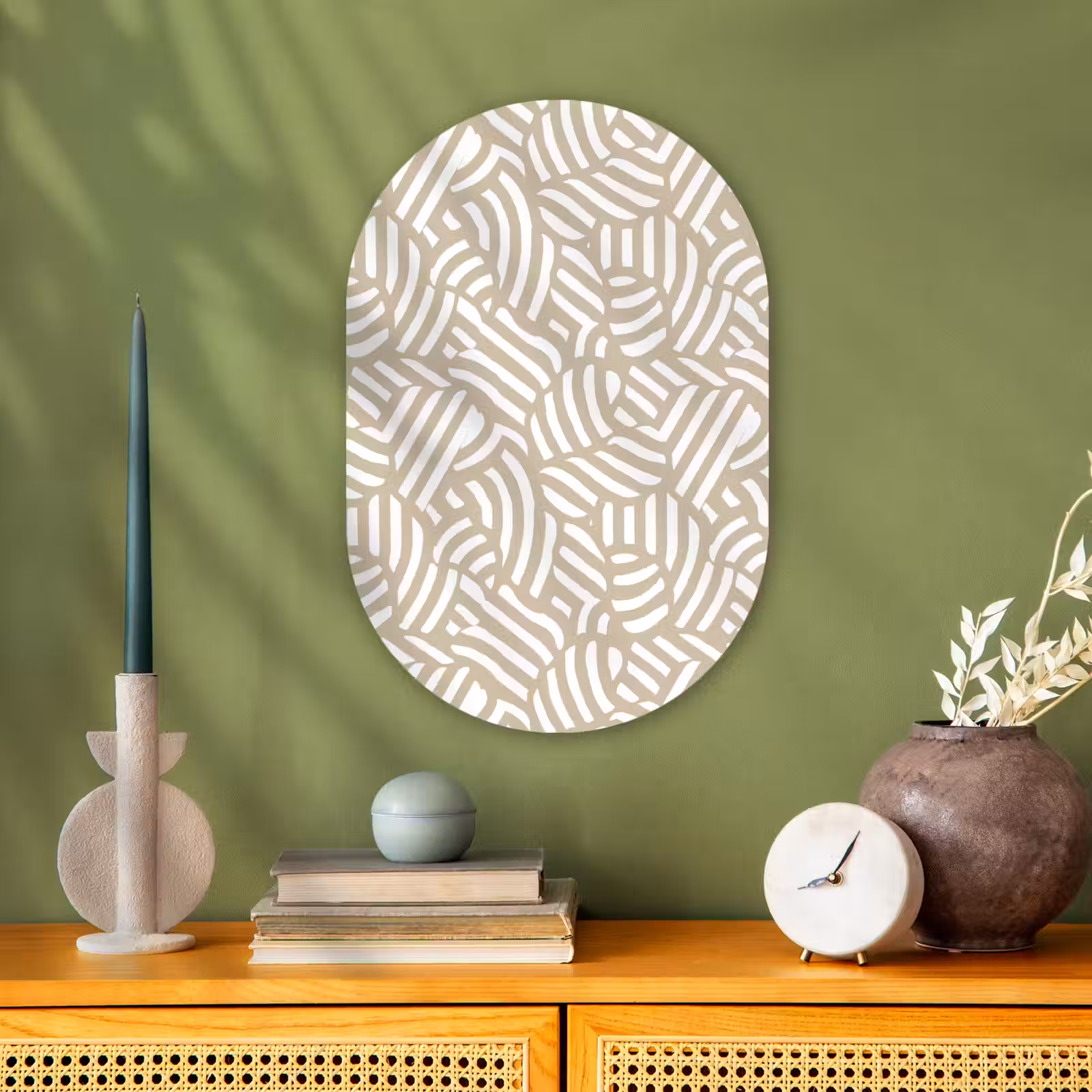 Muurovaal - Kunststof - Abstract - Modern - Beige — 1