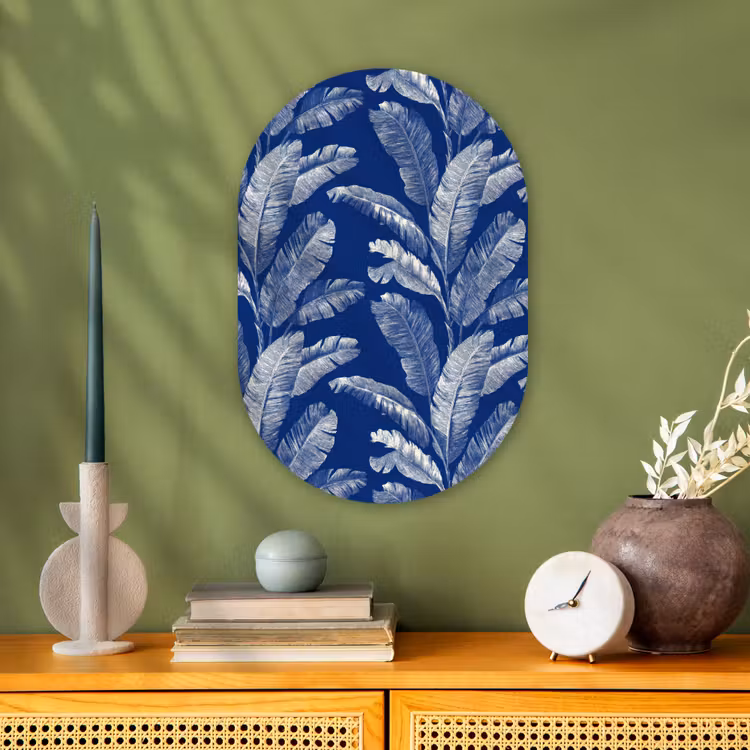 Muurovaal - Kunststof - Blad - Palm - Blauw — 1