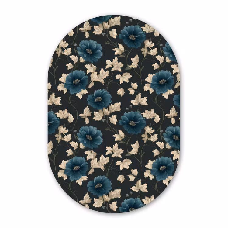 Muurovaal - Kunststof - Botanisch - Bloemen - Blauw — 3