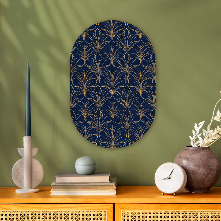 Muurovaal - Kunststof - Deco - Waaier - Blauw — 1