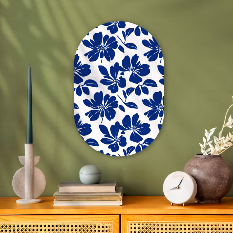 Muurovaal - Kunststof - Floraal - Modern - Blauw — 2