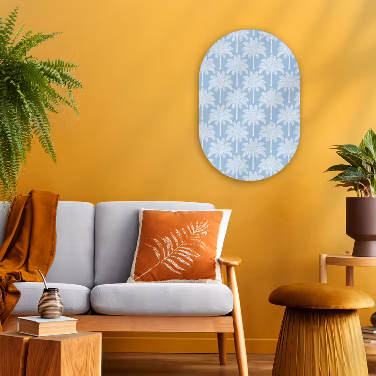 Muurovaal - Kunststof - Palmboom - Modern - Blauw — 2