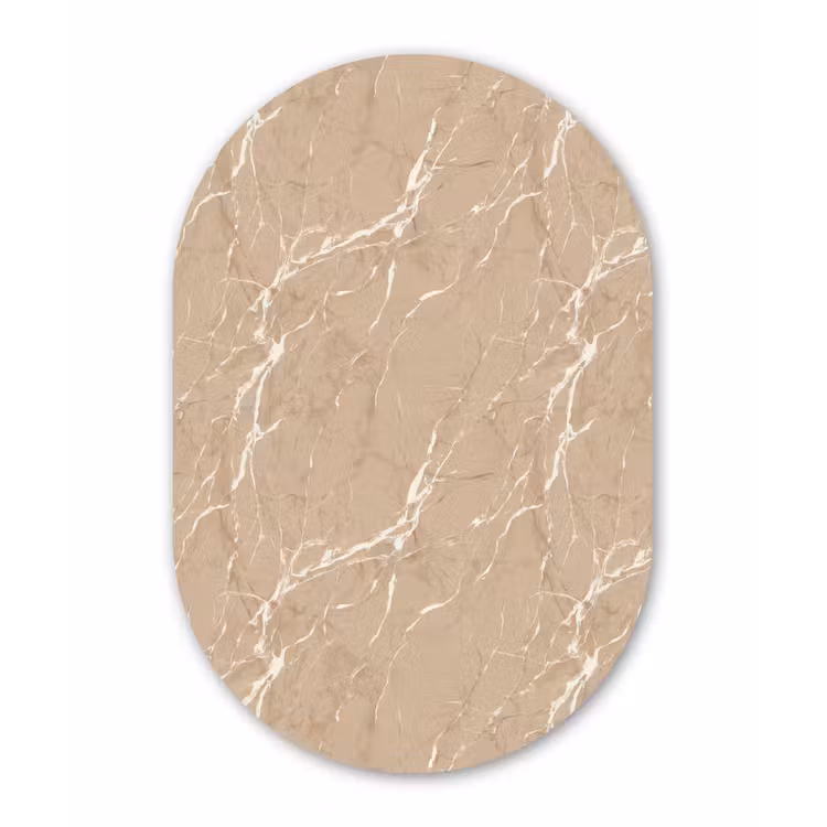 Muurovaal - Kunststof - Beige - Marmer - Organisch - Wit — 3