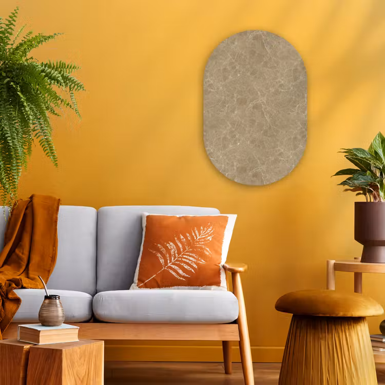 Muurovaal - Kunststof - Beige - Marmer - Witte aders — 1