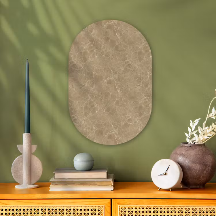 Muurovaal - Kunststof - Beige - Marmer - Witte aders — 2