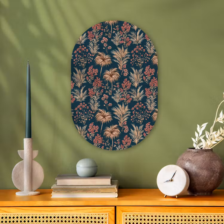 Muurovaal - Kunststof - Botanisch - Patroon - Blauw — 2