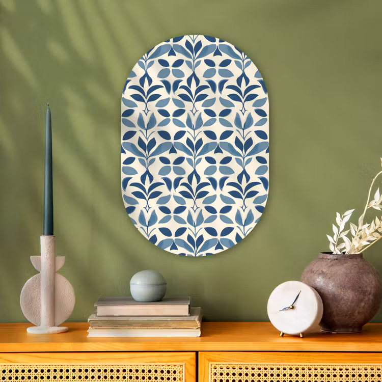 Muurovaal - Kunststof - Flora - Modern - Blauw — 2