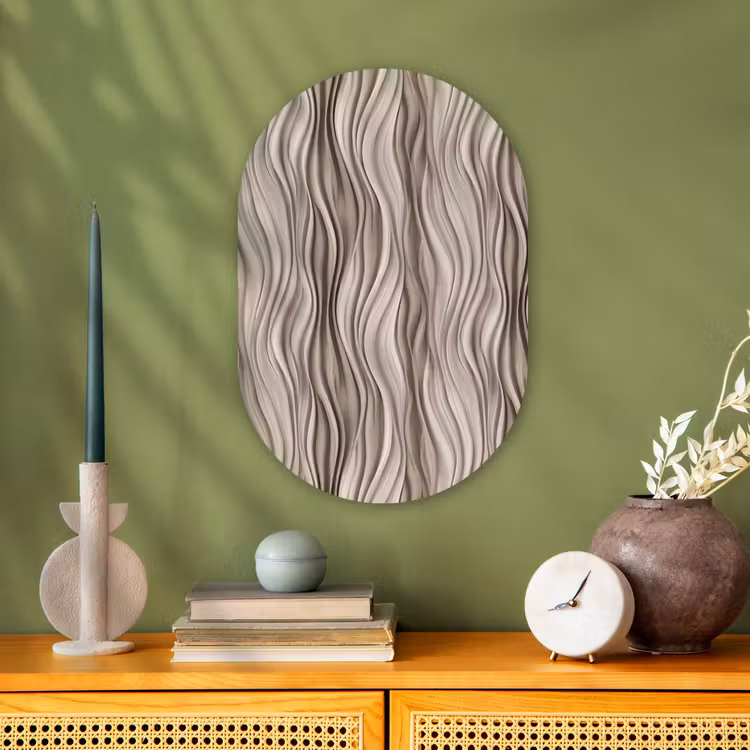 Muurovaal - Kunststof - Golven - 3D - Crème — 2