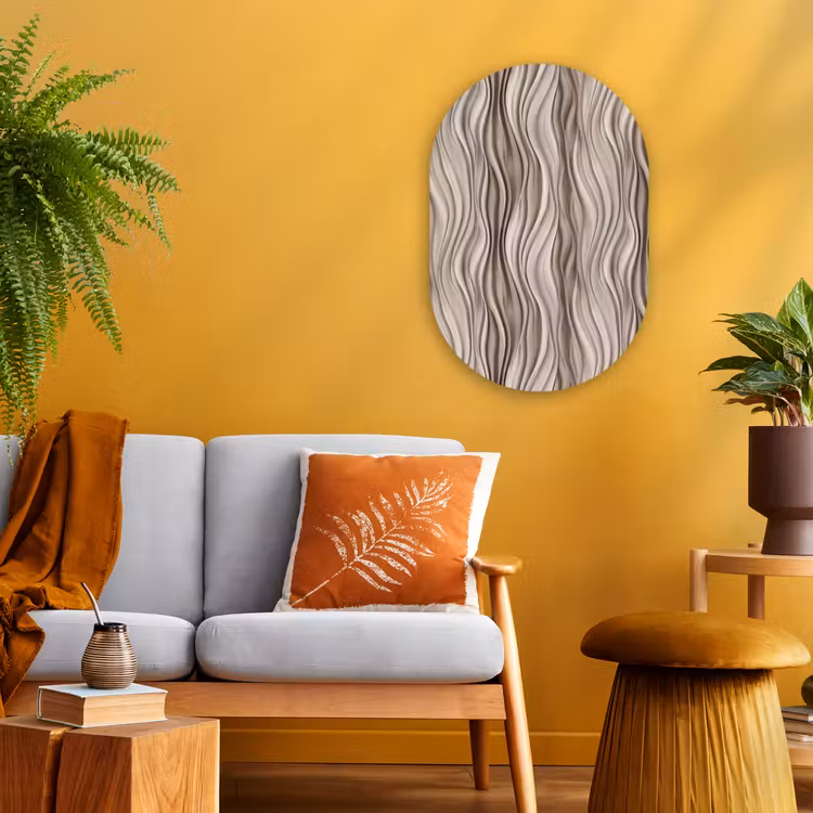 Muurovaal - Kunststof - Golven - 3D - Crème — 3