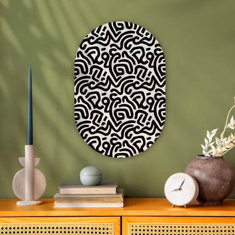Muurovaal - Kunststof - Modern - Abstract - Zwart — 2