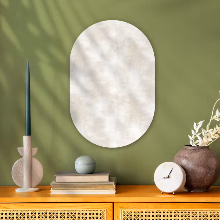 Muurovaal - Kunststof - Subtiel - Structuur - Beige — 1