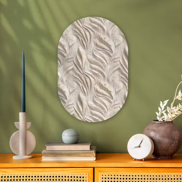 Muurovaal - Kunststof - Textuur - Reliëf - Beige — 1