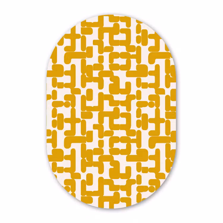 Muurovaal - Kunststof - Geel - Beige - Patroon — 2
