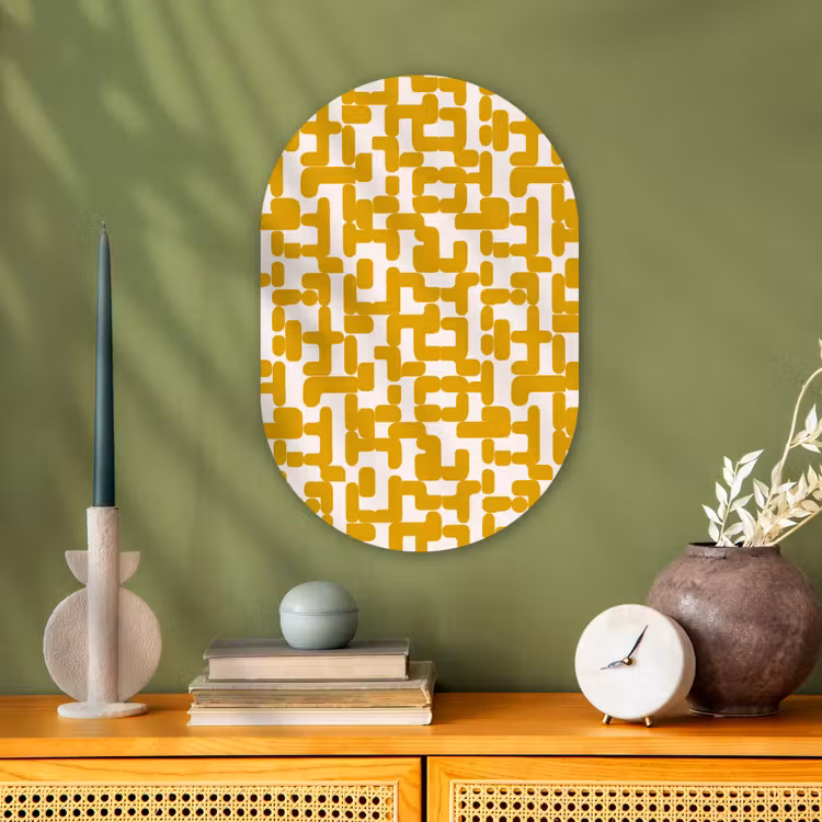 Muurovaal - Kunststof - Geel - Beige - Patroon — 3
