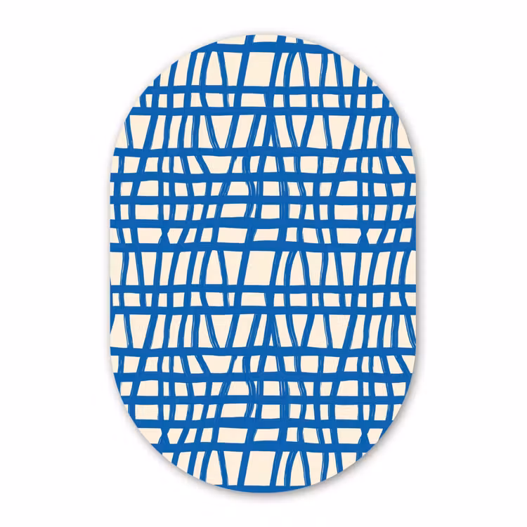 Muurovaal - Kunststof - Ruitpatroon - Blauw - Crème — 3