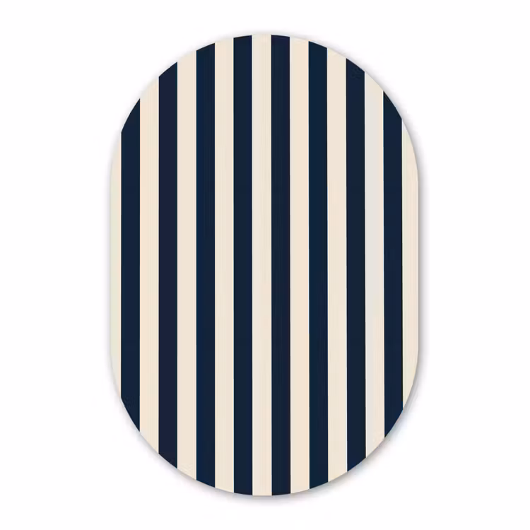 Muurovaal - Kunststof - Verticale strepen - Blauw - Crème — 2