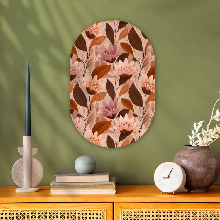 Muurovaal - Kunststof - Bloemen - Bladeren - Bruin — 2