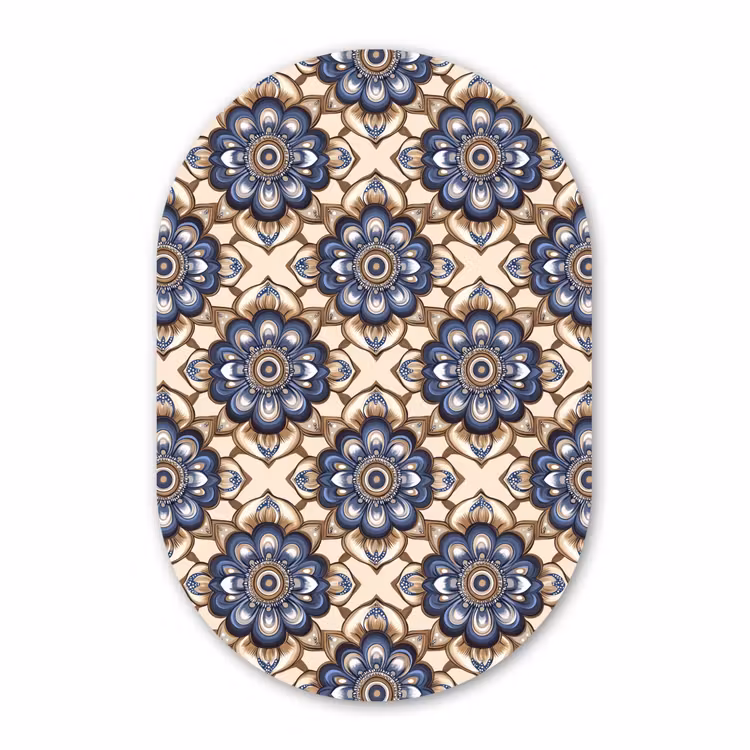 Muurovaal - Kunststof - Floraal - Ornament - Blauw — 3