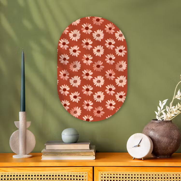 Muurovaal - Kunststof - Madelief - Retro - Terracotta — 1