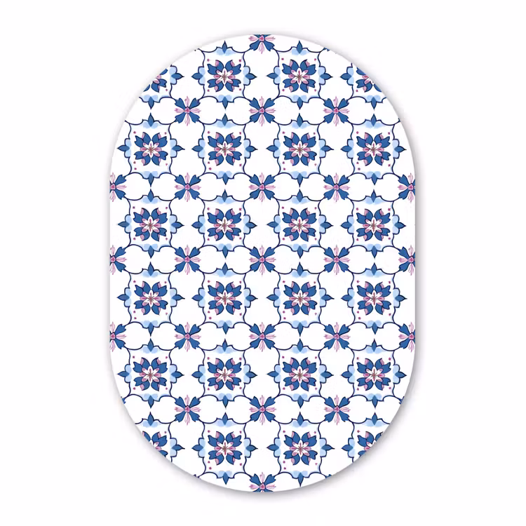 Muurovaal - Kunststof - Modern - Patroon - Blauw - Roze — 2