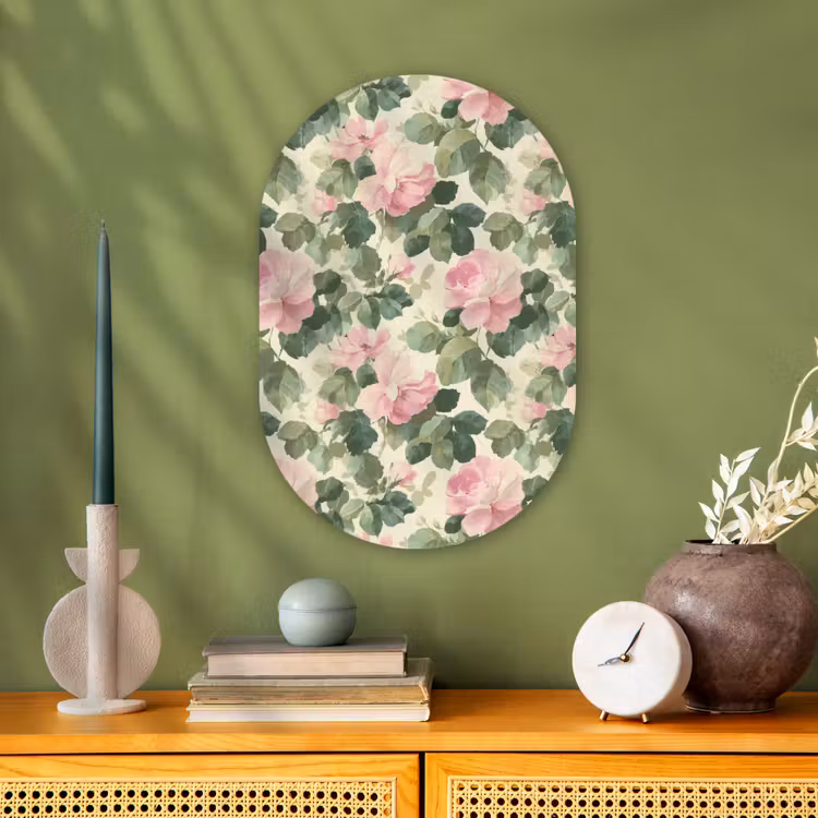 Muurovaal - Kunststof - Rozen - Botanisch - Roze — 1