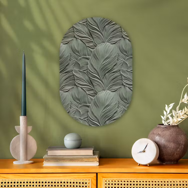 Muurovaal - Kunststof - Bladeren - Textuur - Groen — 1