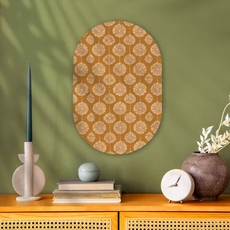 Muurovaal - Kunststof - Bloemen - Modern - Oker — 1