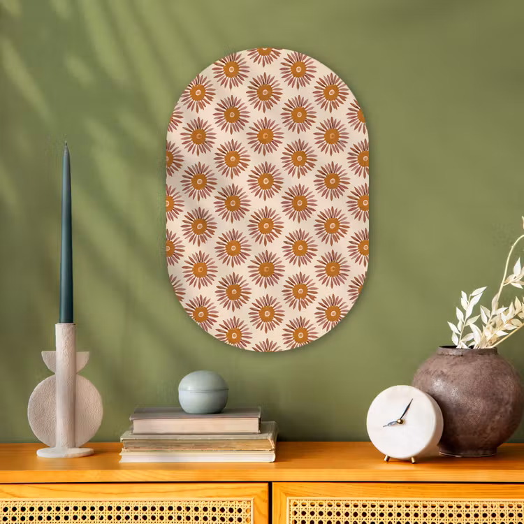 Muurovaal - Kunststof - Patroon - Retro - Bruin — 2