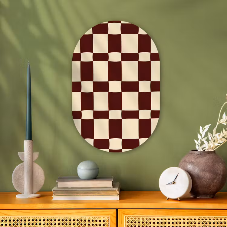 Muurovaal - Kunststof - Retro - Patroon - Bruin — 2