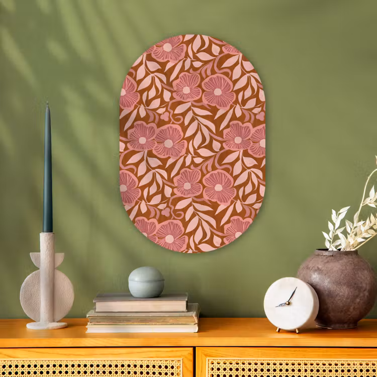 Muurovaal - Kunststof - Sfeer - Bloemen - Roze — 2