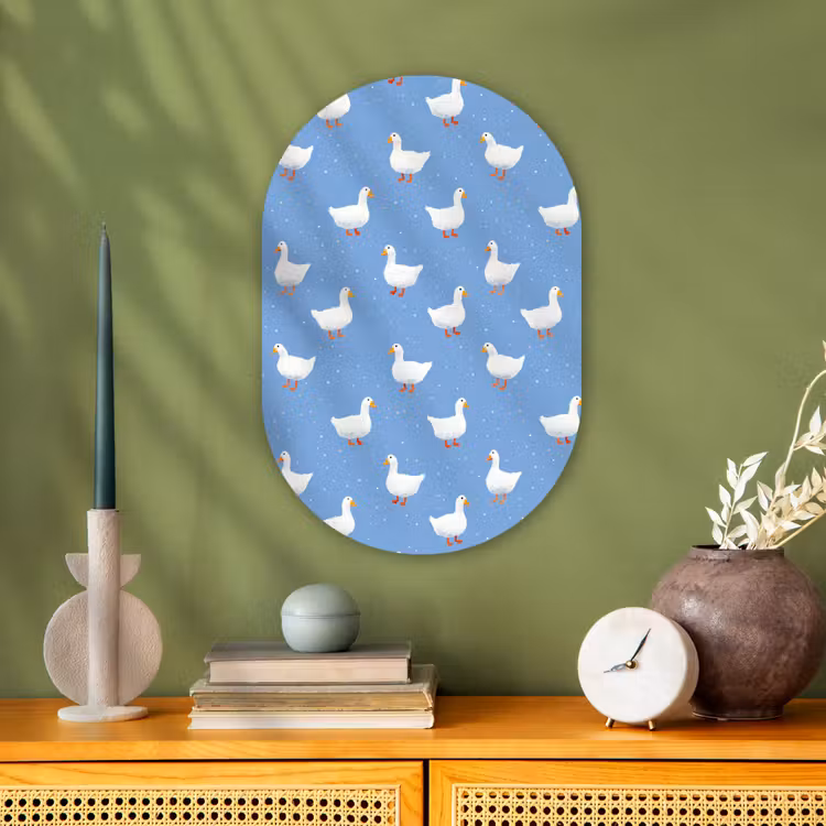 Muurovaal - Kunststof - Ganzen - Elegant - Blauw — 2