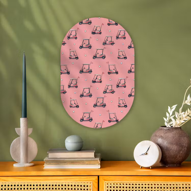 Muurovaal - Kunststof - Golfkar - Retro - Roze — 2