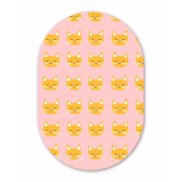 Muurovaal - Kunststof - Katten - Patroon - Roze — 3