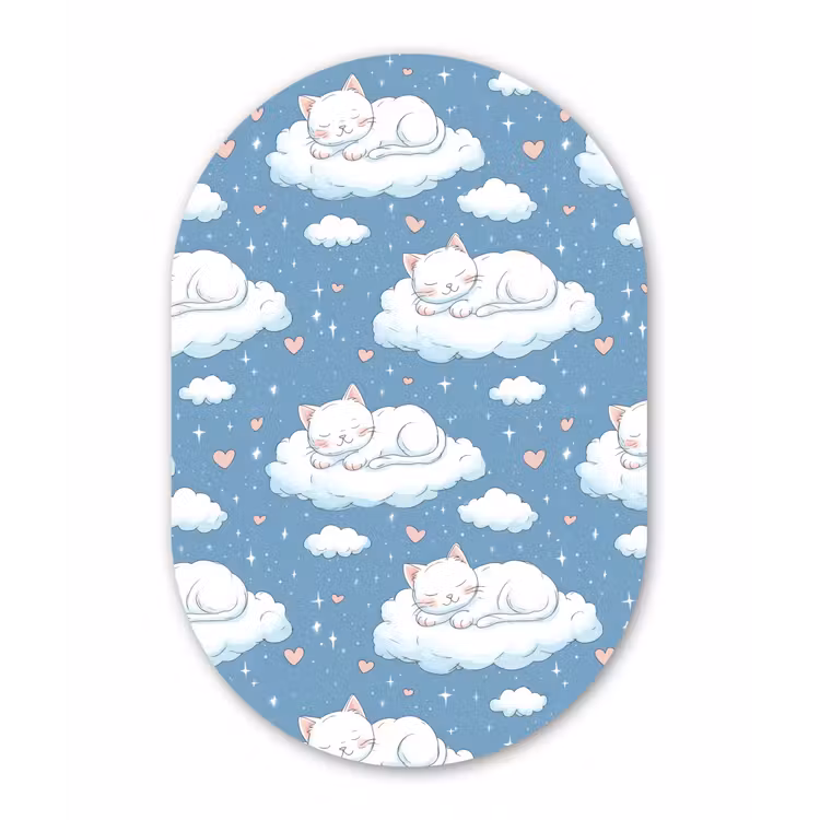 Muurovaal - Kunststof - Kitten - Wolken - Blauw — 3